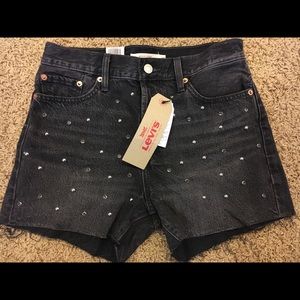 Levi’s Black Embellished Wedgie Shorts